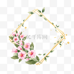 方形木槿边框金线韩国花卉