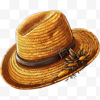 卡通手绘黄色草帽