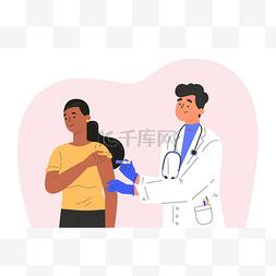 卡通女病人图片_男医生为女病人制作疫苗. 