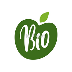 苹果公司标识图片_生物水果绿色苹果和铭文隔离标志