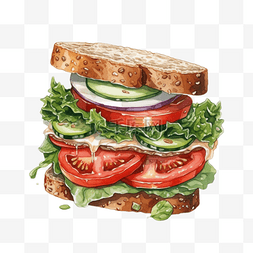 美味卡通手绘早餐营养蔬菜三明治