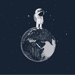 地球上科技图片_动漫小宇航员站在地球上
