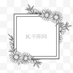 素描画边框图片_素描向日葵花卉边框