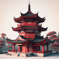 中式古楼图片_3D古风中式建筑元素