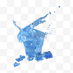 水杯透明无色液体冰块水