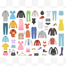 bag图片_Flat clothes. Women and men fashion modern ou