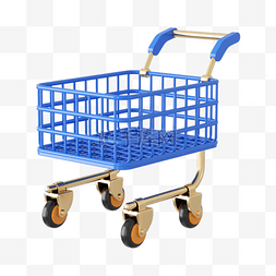 超市用语图片_3DC4D立体蓝色购物车