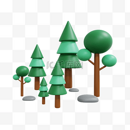 3D立体夏季树林树木