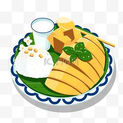 黄焖鸡米饭字图片_传统泰国甜品芒果糯米饭
