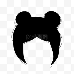 长发女士发型图片_黑色双丸子可爱女士发型