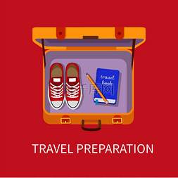 旅行准备海报行李中包含鞋子运动
