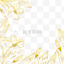 美丽的金色线条金色花卉边框
