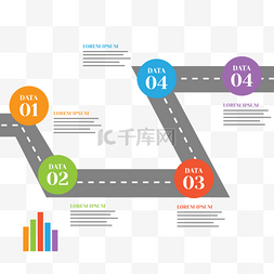 述职海报图片_卡通折线马路信息图