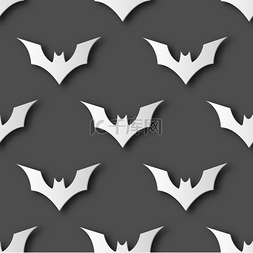 无缝万圣节蝙蝠纸艺术图案背景。