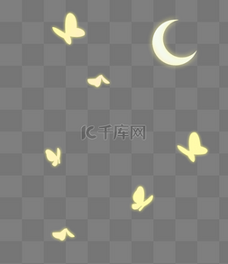 黄色月亮图片_月亮月光蝴蝶
