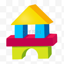 积木彩色房子形状卡通婴儿玩具
