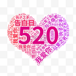 心动日520图片_520心形文字云元素