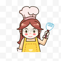 女厨师可爱卡通橘黄色