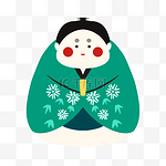 日本女儿节绿色袍子可爱娃娃