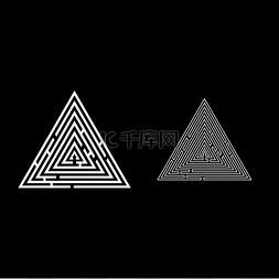三角形迷宫迷宫难题图标集白色矢