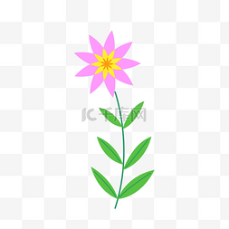 卡通鲜艳花朵图片_绿色叶子粉紫色春天花朵