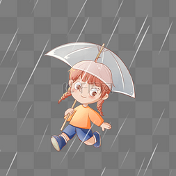 女孩撑伞下雨谷雨