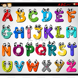 大写的字母字母表的卡通插图