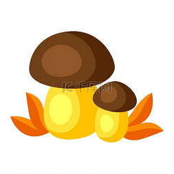 秋季蘑菇对的插图风格化的季节性