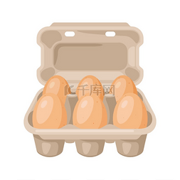 复活节图片_纸盒包装中棕色鸡蛋的插图。