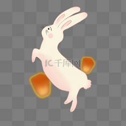 白色跳跃的兔子