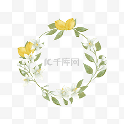 花卉圆形图片_柠檬创意边框圆形边框