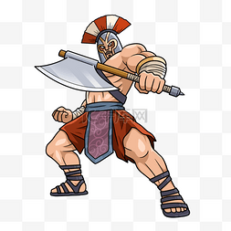 古罗马战士图片_古罗马斧头士兵卡通