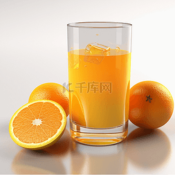 一杯橙汁插画图片_一杯鲜榨的橙子汁