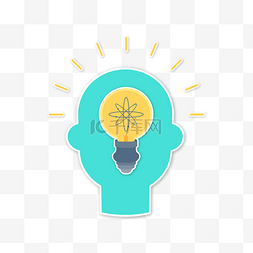 人脑灯泡图片_绿色人脑创新剪贴画