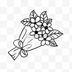 遗像黑花图片_四朵黑色线稿生日手捧花关