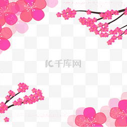 红色背景樱花图片_日本春季边框红色樱花背景