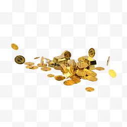 黄色金币图案图片_黄金金钱硬币金条金币堆