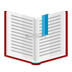 读文学书图片_打开的书的程式化插图。