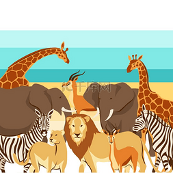 大草原旅行图片_与非洲大草原动物的背景。