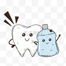 卡通漱口水图片_可爱卡通牙齿护理表情图案