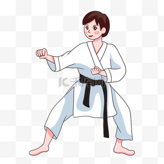女孩跆拳道人物黑带卡通图片