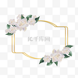 花卉标签图片_栀子花婚礼水彩边框