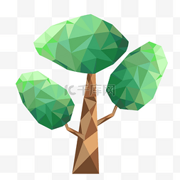 抽象几何低聚绿色树木