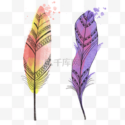 植物装饰品海报图片_两个波西米亚风格装饰羽毛