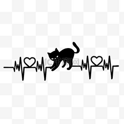 可爱黑猫心电图