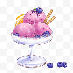 食物甜品冰淇淋图片_夏天清新美食蓝莓