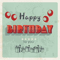 摘要气球设计图片_生日快乐卡，复古设计。可以用作