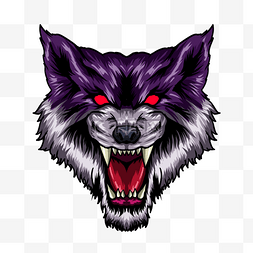 狼眼睛图片_深紫色毛发红色光效眼睛狼头图案