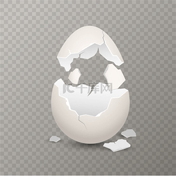 鸡蛋碎了鸡肉蛋壳破裂打开的破壳