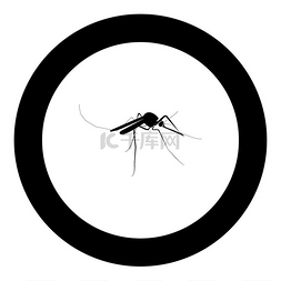 小圆圈素材图片_圆圈中的蚊子图标黑色。